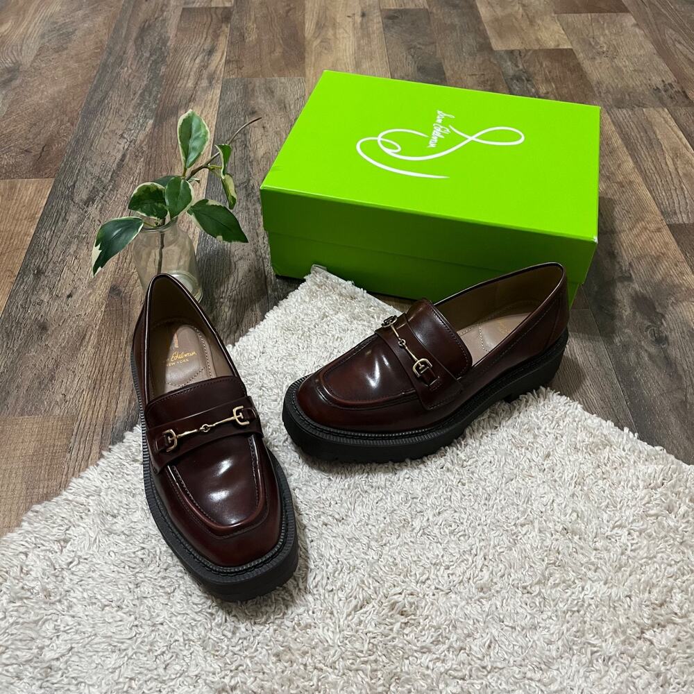 Sam Edelman Size 7.5 M Spiced Brandy Leather Laurs Lug Sole Loafers